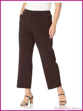 Women's Petite Pull On Dress Pants Bistretch Woven Straight Leg Work